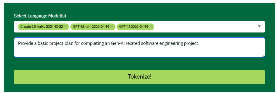 Dartmouth Tokenizer Screenshot