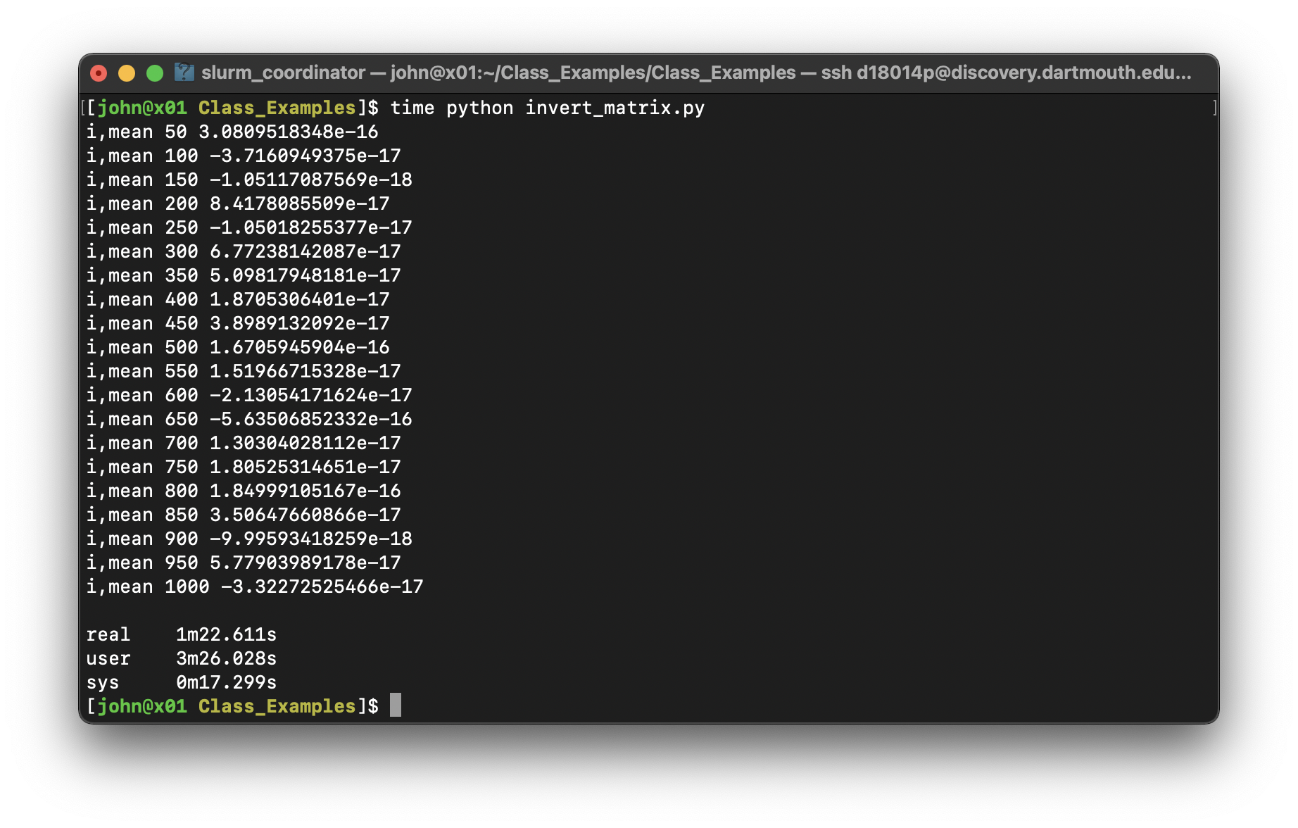 output from time command with python