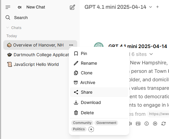 Saving Past Chats